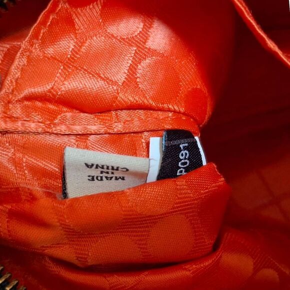 Vintage Kate Spade Clutch | Navy Logo Canvas with Patent Leather Trim | Red Inte - Picture 8 of 8